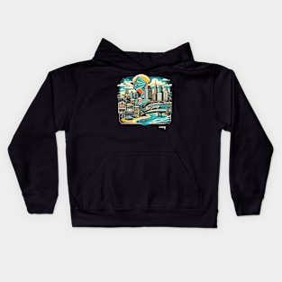 Jersey Rhythm: Shorelines & Skylines - American Vintage Retro style USA State Kids Hoodie